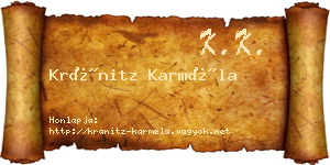 Kránitz Karméla névjegykártya